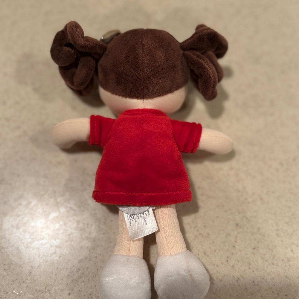 JoliJou Paris 7”‎ Plush Doll with Red Dress and Brown Hair - Picture 3 of 4
